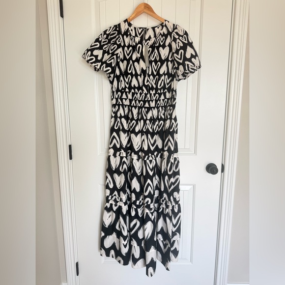 NWT Anthropologie Somerset Maxi Dress Heart Print Black White Poplin Medium - Picture 3 of 11